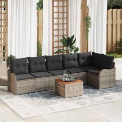 Ensemble de canap&eacute; de jardin avec coussin 7 pcs Gris polyrotin