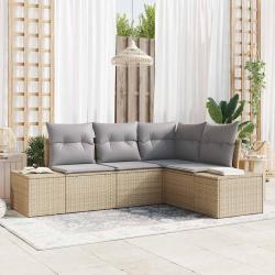 Ensemble de canap&eacute; de jardin 4 pcs Beige polyrotin