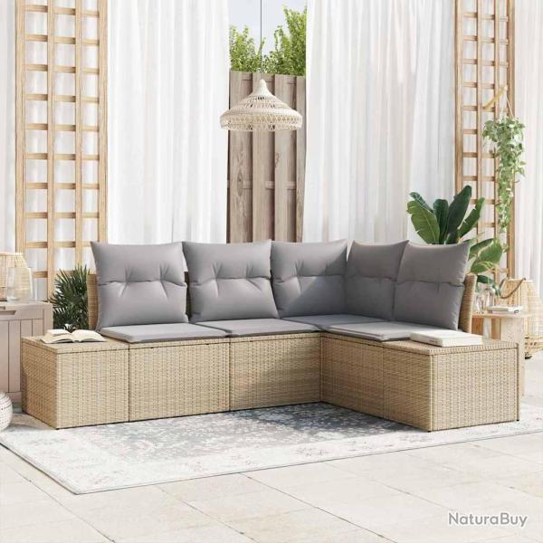 Ensemble de canap� de jardin 4 pcs Beige polyrotin