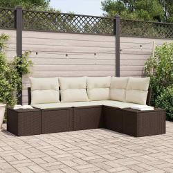 Ensemble de canap&eacute; de jardin 4 pcs Marron polyrotin