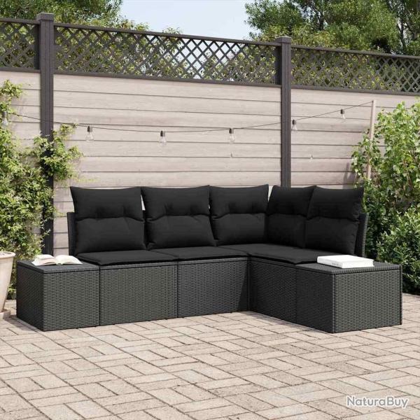 Ensemble de canap� de jardin 4 pcs Noir polyrotin
