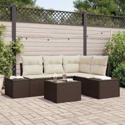 Ensemble de canap&eacute; de jardin 5 pcs Marron polyrotin