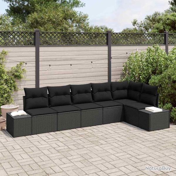 Ensemble de canap� de jardin avec coussin 6 pcs Noir polyrotin