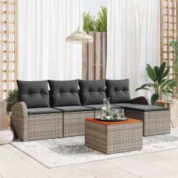 Ensemble de canap&eacute; de jardin avec coussin 6 pcs Gris polyrotin