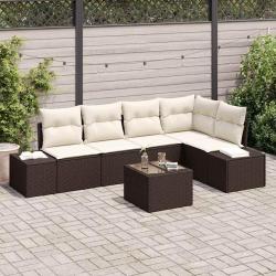 Ensemble de canap&eacute; de jardin 6 pcs Marron polyrotin