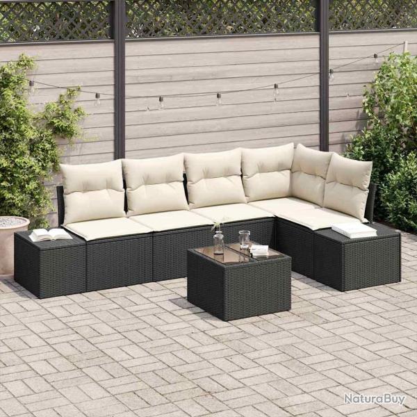 Ensemble de canap� de jardin 6 pcs Noir polyrotin