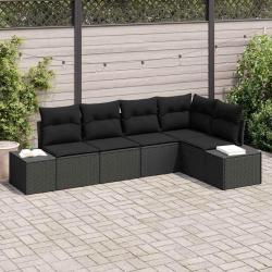 Ensemble de canap&eacute; de jardin 5 pcs Noir polyrotin