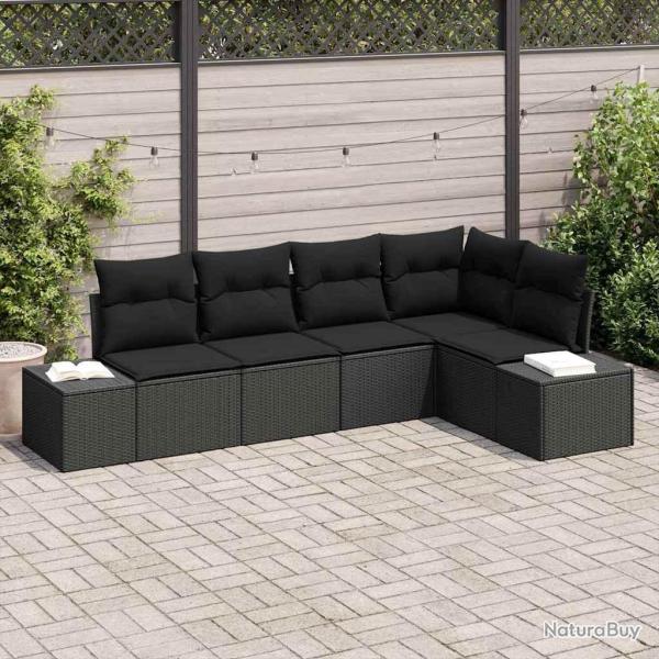 Ensemble de canap� de jardin 5 pcs Noir polyrotin
