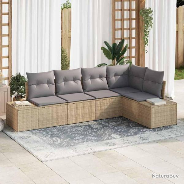 Ensemble de canap� de jardin 5 pcs Beige polyrotin