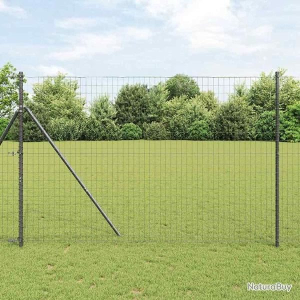Cl�ture avec poteau Gris 1,5 x 10 m Acier et PVC