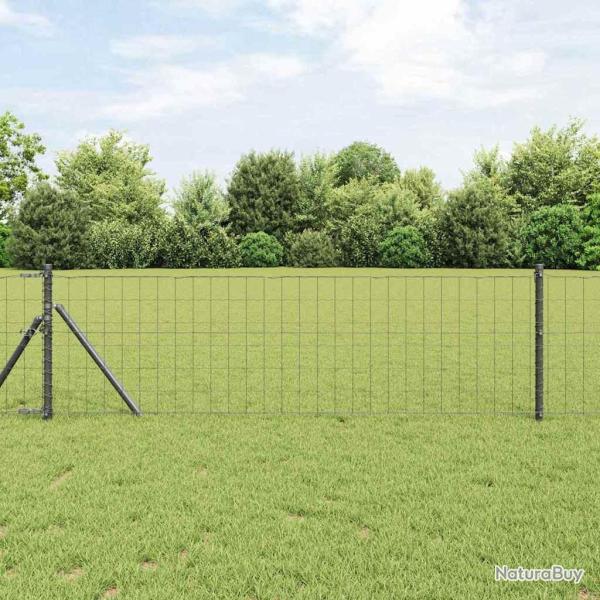 Cl�ture avec poteau Gris 0,8 x 10 m Acier et PVC