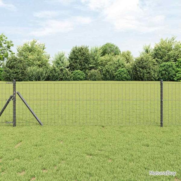 Cl�ture avec poteau Gris 0,4 x 50 m Acier et PVC