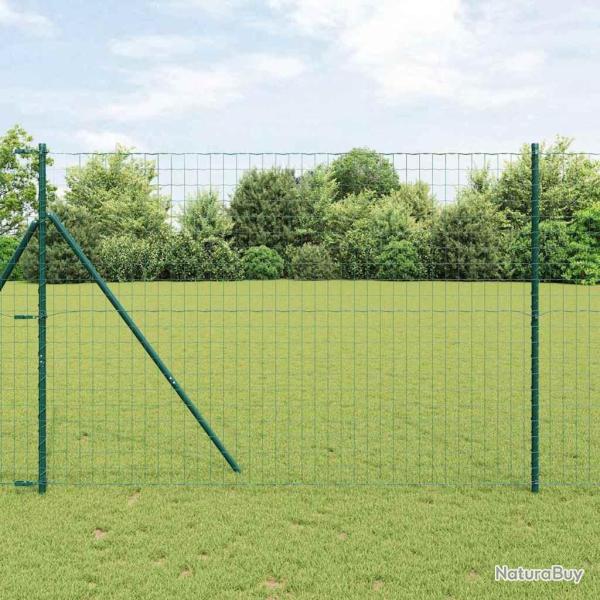 Cl�ture avec poteau Vert 1,5 x 10 m Acier