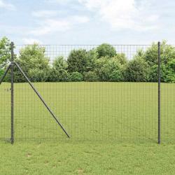 Cl&ocirc;ture avec poteau Gris 1,5 x 10 m Acier et PVC