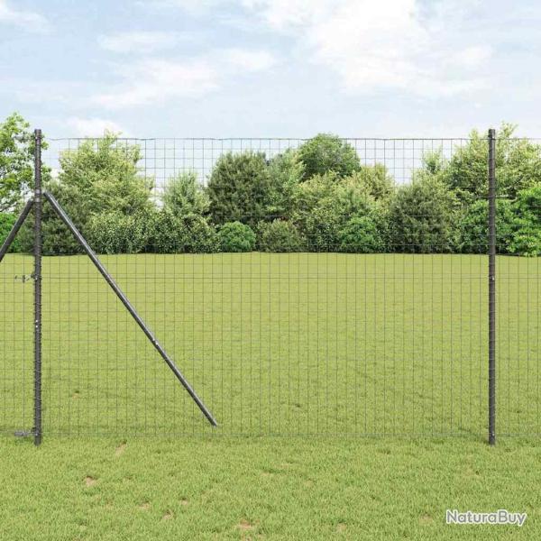 Cl�ture avec poteau Gris 1,5 x 10 m Acier et PVC