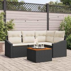 Ensemble de canap&eacute; de jardin avec coussin 5 pcs Noir polyrotin