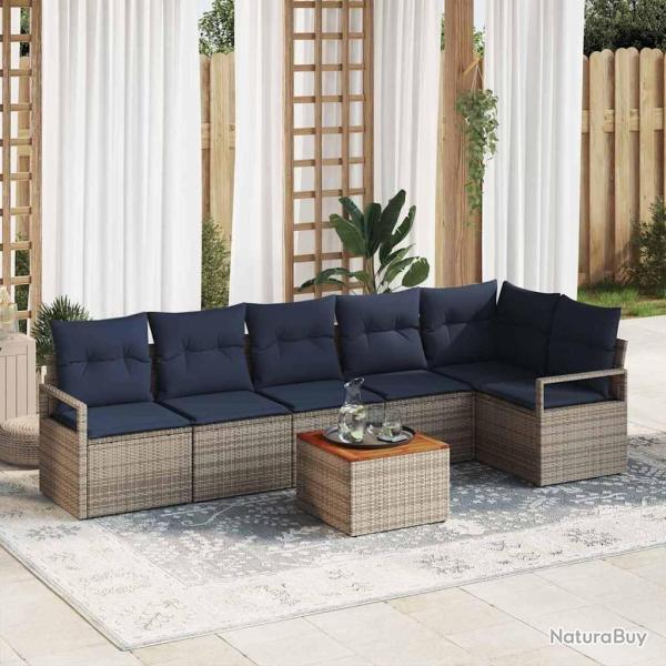 Ensemble de canap� de jardin avec coussin 7 pcs Gris polyrotin