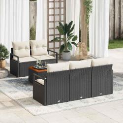 Ensemble de canap&eacute; de jardin avec coussin 6 pcs Noir polyrotin
