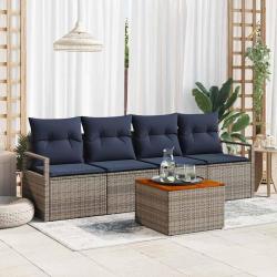 Ensemble de canap&eacute; de jardin avec coussin 5 pcs Gris polyrotin