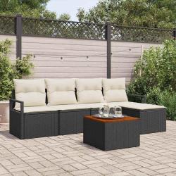 Ensemble de canap&eacute; de jardin avec coussin 6 pcs Noir polyrotin