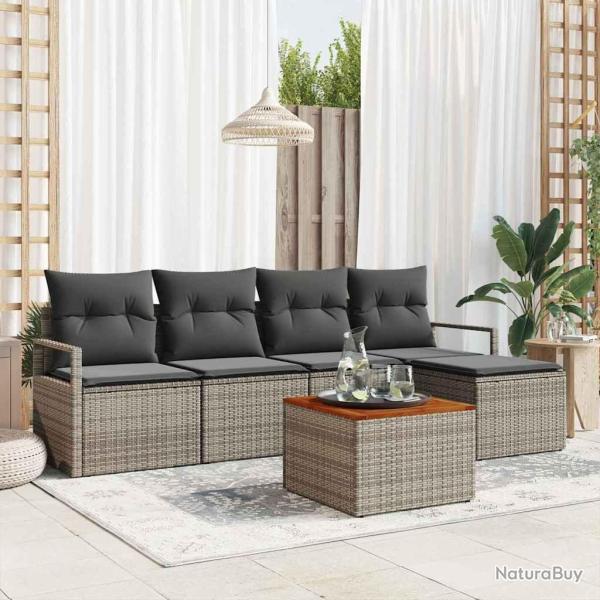 Ensemble de canap� de jardin avec coussin 6 pcs Gris polyrotin