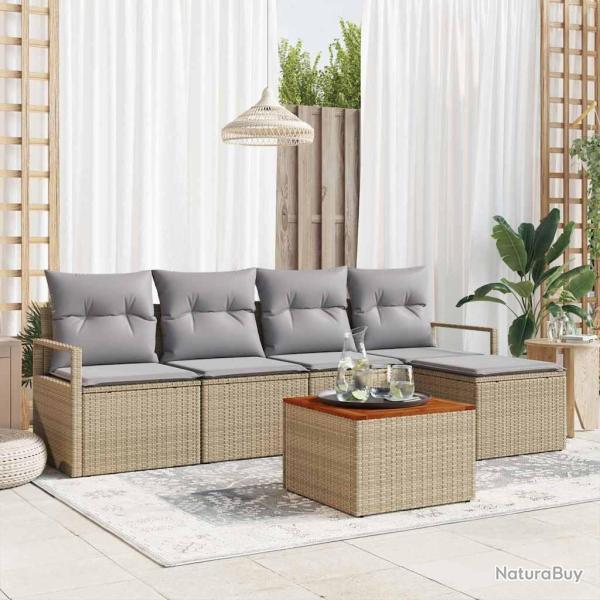 Ensemble de canap� de jardin avec coussin 6 pcs Beige polyrotin
