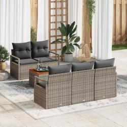 Ensemble de canap&eacute; de jardin avec coussin 6 pcs Gris polyrotin