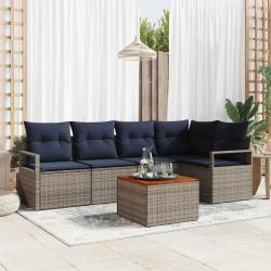 Ensemble de canap&eacute; de jardin avec coussin 6 pcs Gris polyrotin