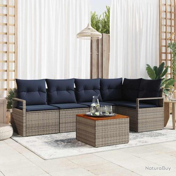 Ensemble de canap� de jardin avec coussin 6 pcs Gris polyrotin