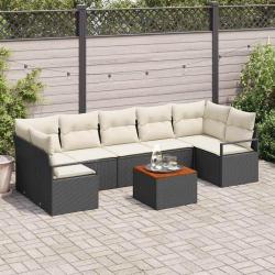 Ensemble de canap&eacute; de jardin avec coussin 8 pcs Noir polyrotin