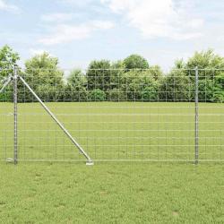 Cl&ocirc;ture avec poteau Argent&eacute; 1,2 x 25 m Acier