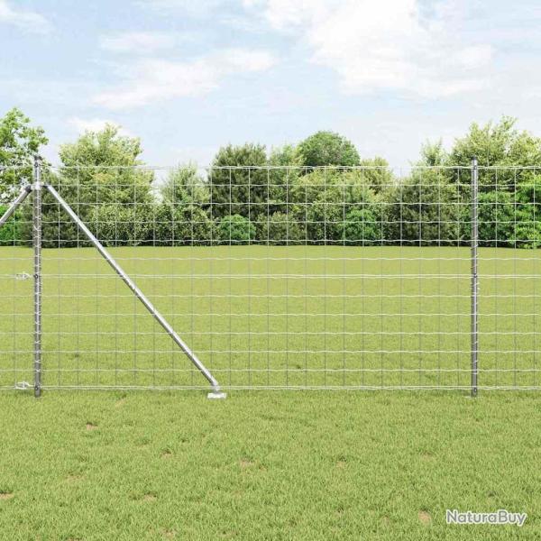 Cl�ture avec poteau Argent� 1,2 x 25 m Acier