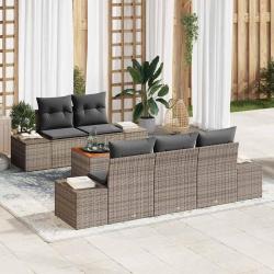 Ensemble de canap&eacute; de jardin avec coussin 6 pcs Gris polyrotin