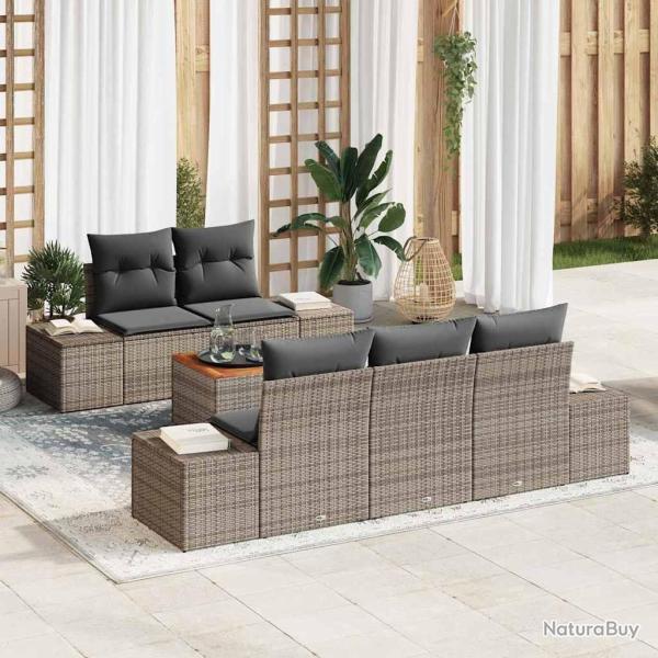 Ensemble de canap� de jardin avec coussin 6 pcs Gris polyrotin