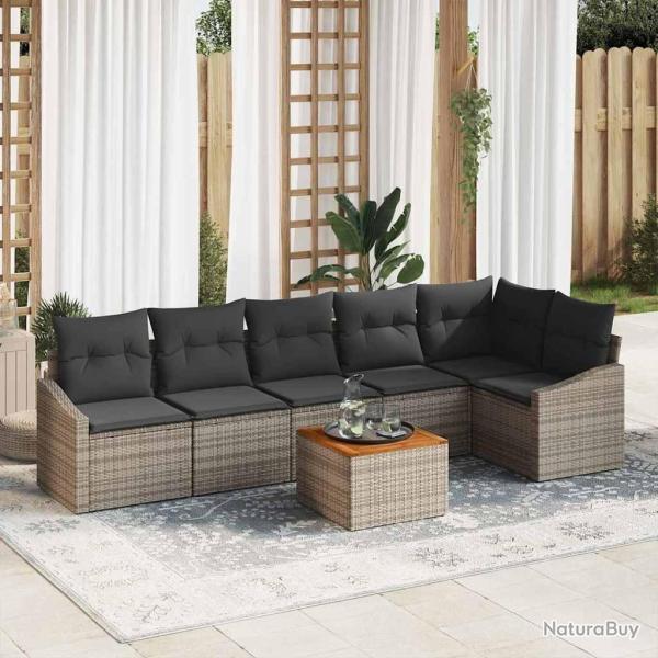 Ensemble de canap� de jardin avec coussin 7 pcs Gris polyrotin