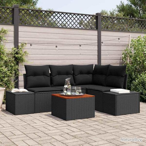 Ensemble de canap� de jardin avec coussin 5 pcs Noir polyrotin