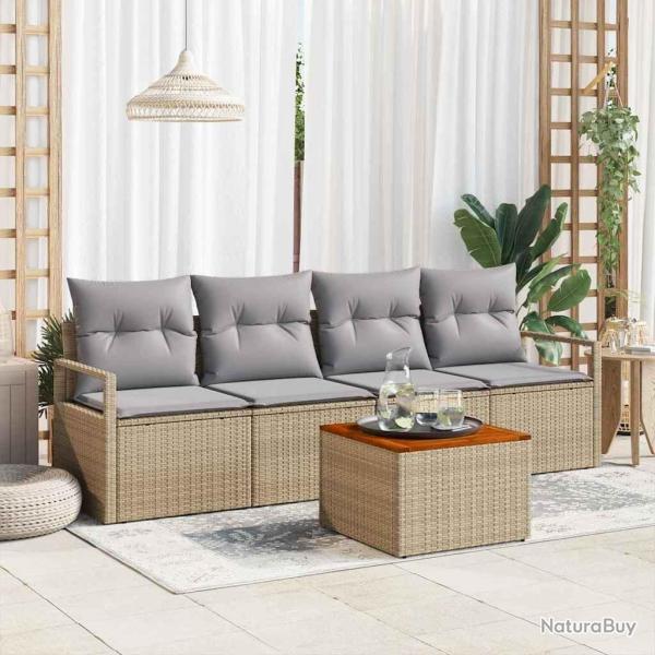Ensemble de canap� de jardin avec coussin 5 pcs Beige polyrotin