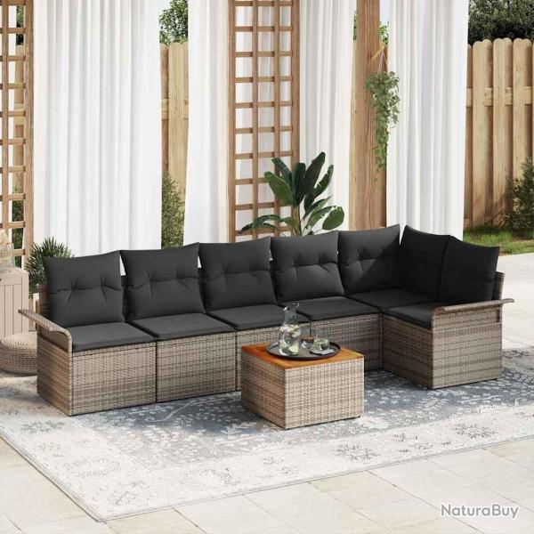 Ensemble de canap� de jardin avec coussin 7 pcs Gris polyrotin