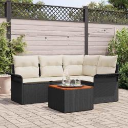 Ensemble de canap&eacute; de jardin avec coussin 5 pcs Noir polyrotin