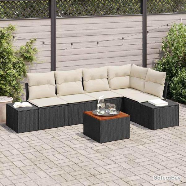 Ensemble de canap� de jardin avec coussin 6 pcs Noir polyrotin