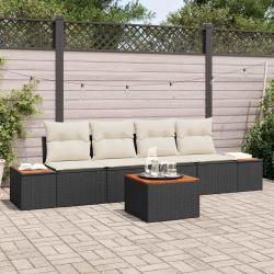 Ensemble de canap&eacute; de jardin avec coussin 5 pcs Noir Poly rotin