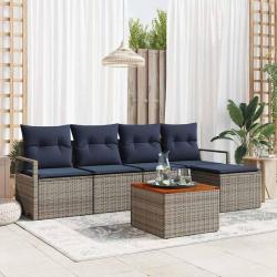 Ensemble de canap&eacute; de jardin avec coussin 6 pcs Gris polyrotin