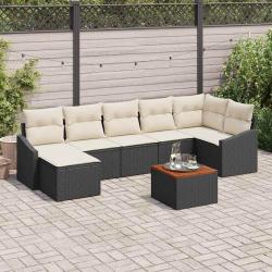 Ensemble de canap&eacute; de jardin avec coussin 8 pcs Noir polyrotin
