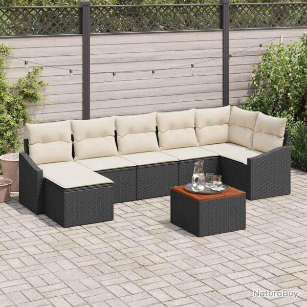 Ensemble de canap� de jardin avec coussin 8 pcs Noir polyrotin