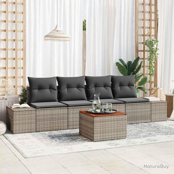 Ensemble de canap� de jardin avec coussin 5 pcs Gris polyrotin