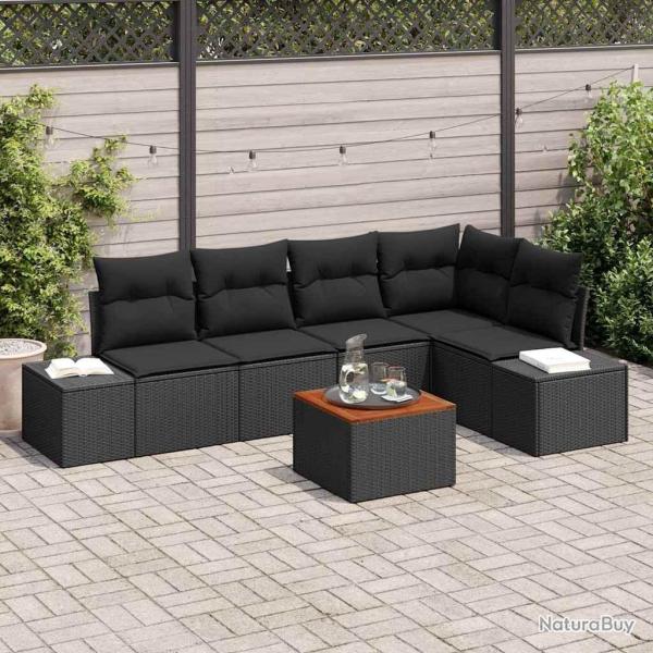 Ensemble de canap� de jardin avec coussin 6 pcs Noir polyrotin