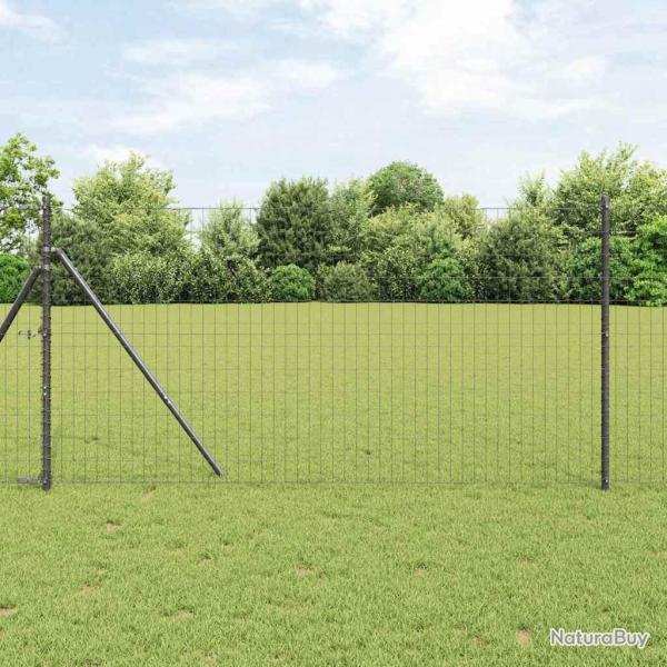 Cl�ture avec poteau Gris 1,4 x 10 m Acier et PVC
