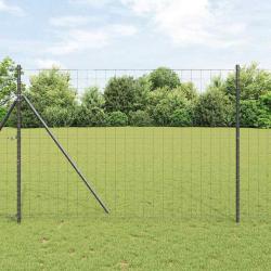 Cl&ocirc;ture avec poteau Gris 1,6 x 10 m Acier et PVC