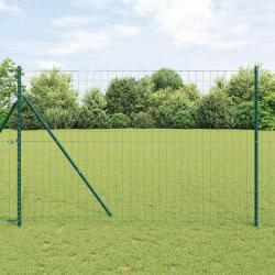 Cl&ocirc;ture avec poteau Vert 1,6 x 10 m Acier et PVC