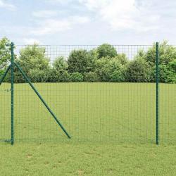 Cl&ocirc;ture avec poteau Vert 1,5 x 10 m Acier et PVC